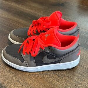 Jordan Sneakers - Dark Brown and Bright or Neon red